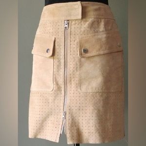 Margaret Godfrey Vintage Tan Front Zipper Suede Mini